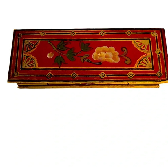 Vintage Wood Handpainted Box With Drawer - Picture 2 of 5